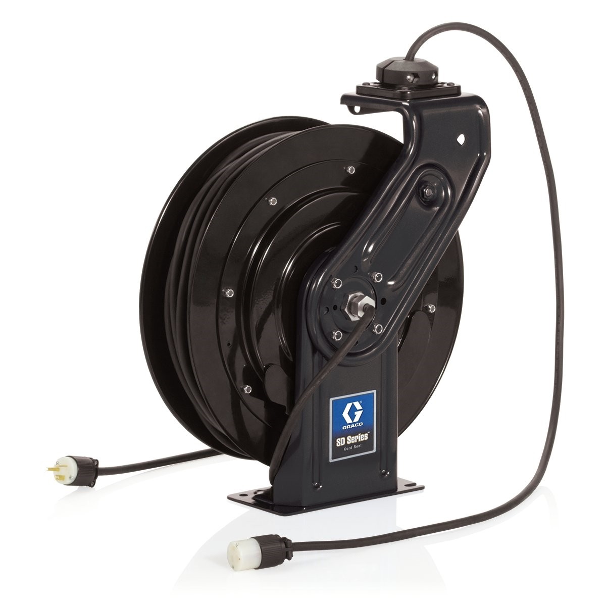 SD™ 5 Series 120 Volt Cord Reel - Single Industrial Receptacle - 50 ft (15  m), 12 AWG, 20 Amp Cord - Black